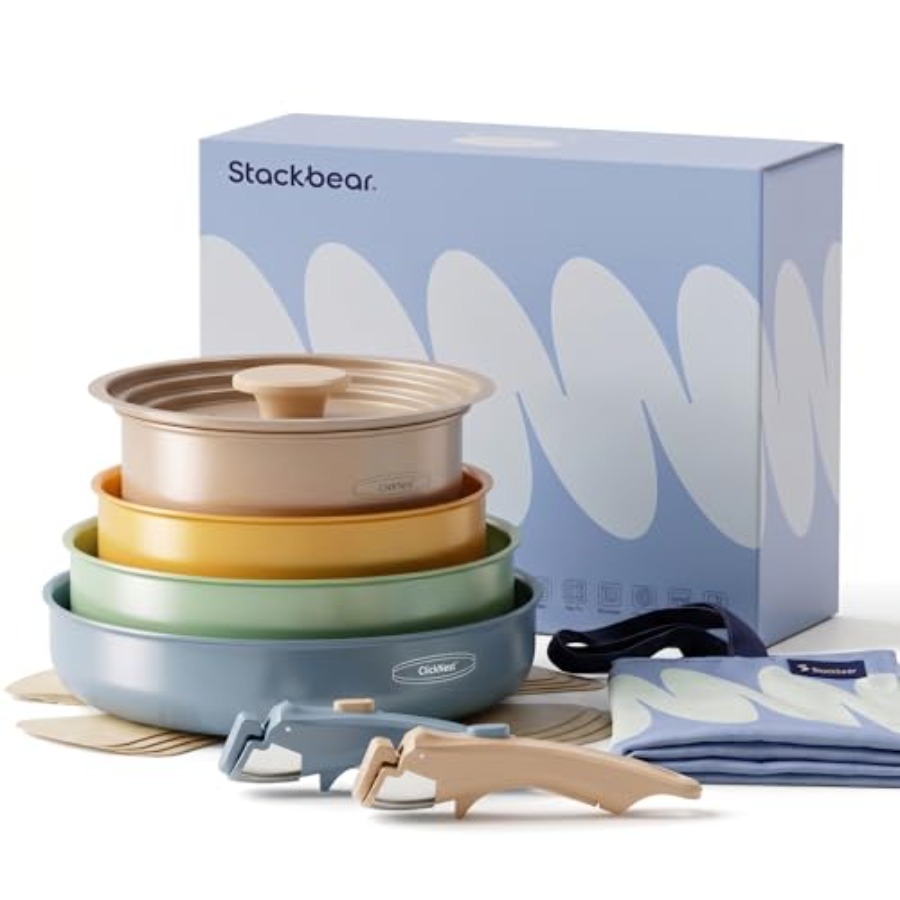 Camping Cooking Set Detachable Handle - Juego de utensilios de cocina de