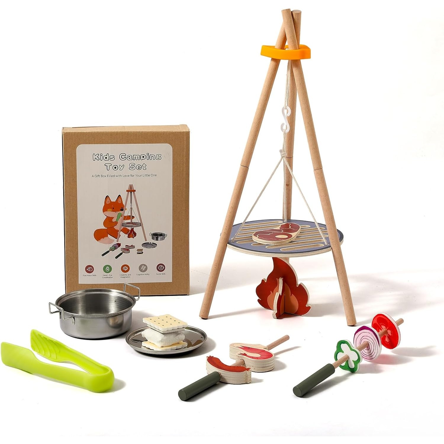 Camping Cooking With Kids - Juego de Juguetes de Madera para