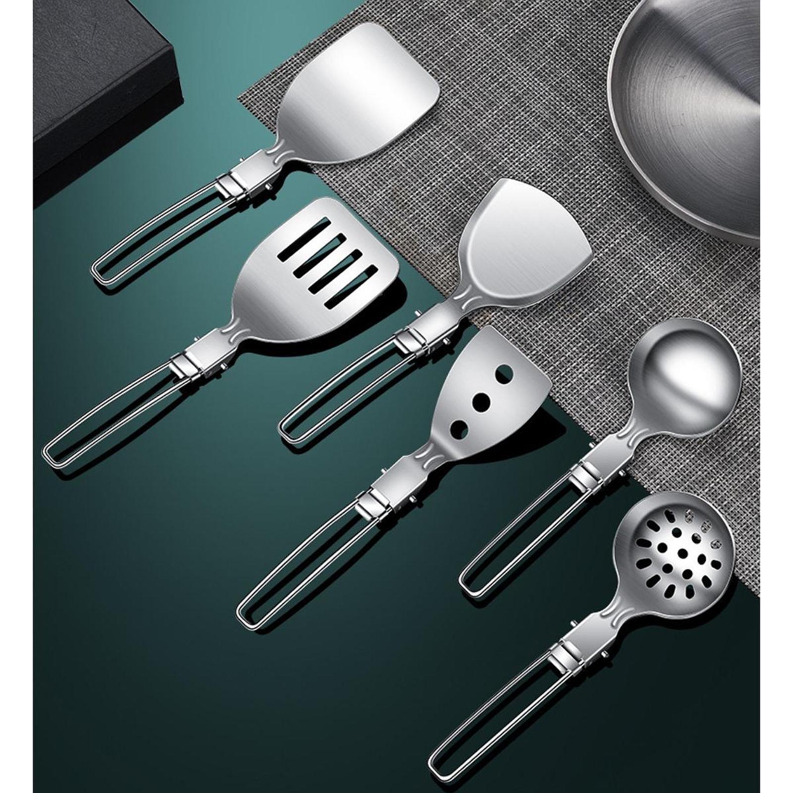 Camping Cooking Set Compact - Juego de Utensilios de Cocina Metálicos