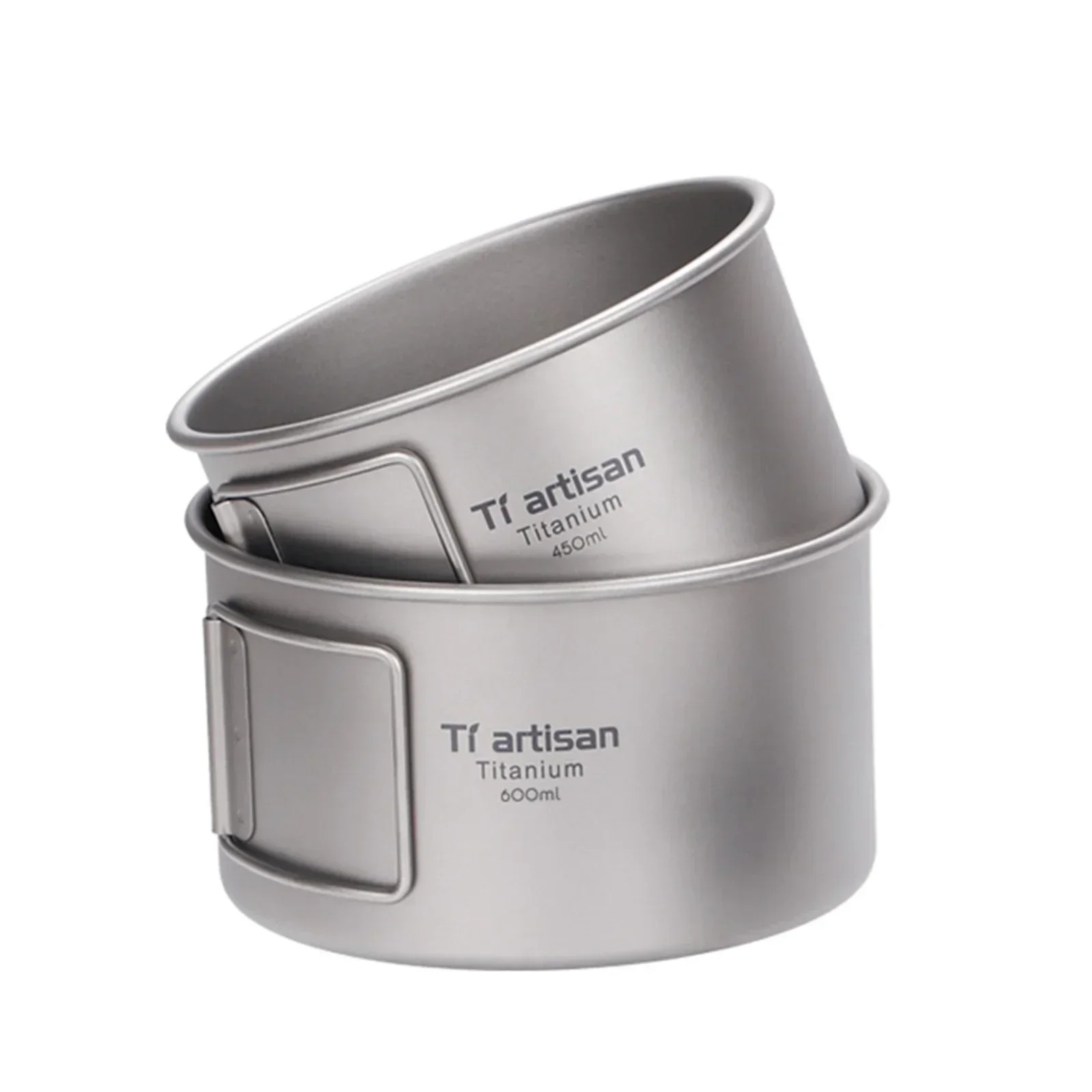 Camping Cooking Pot With Lid - Cuenco de titanio con asa plegable,