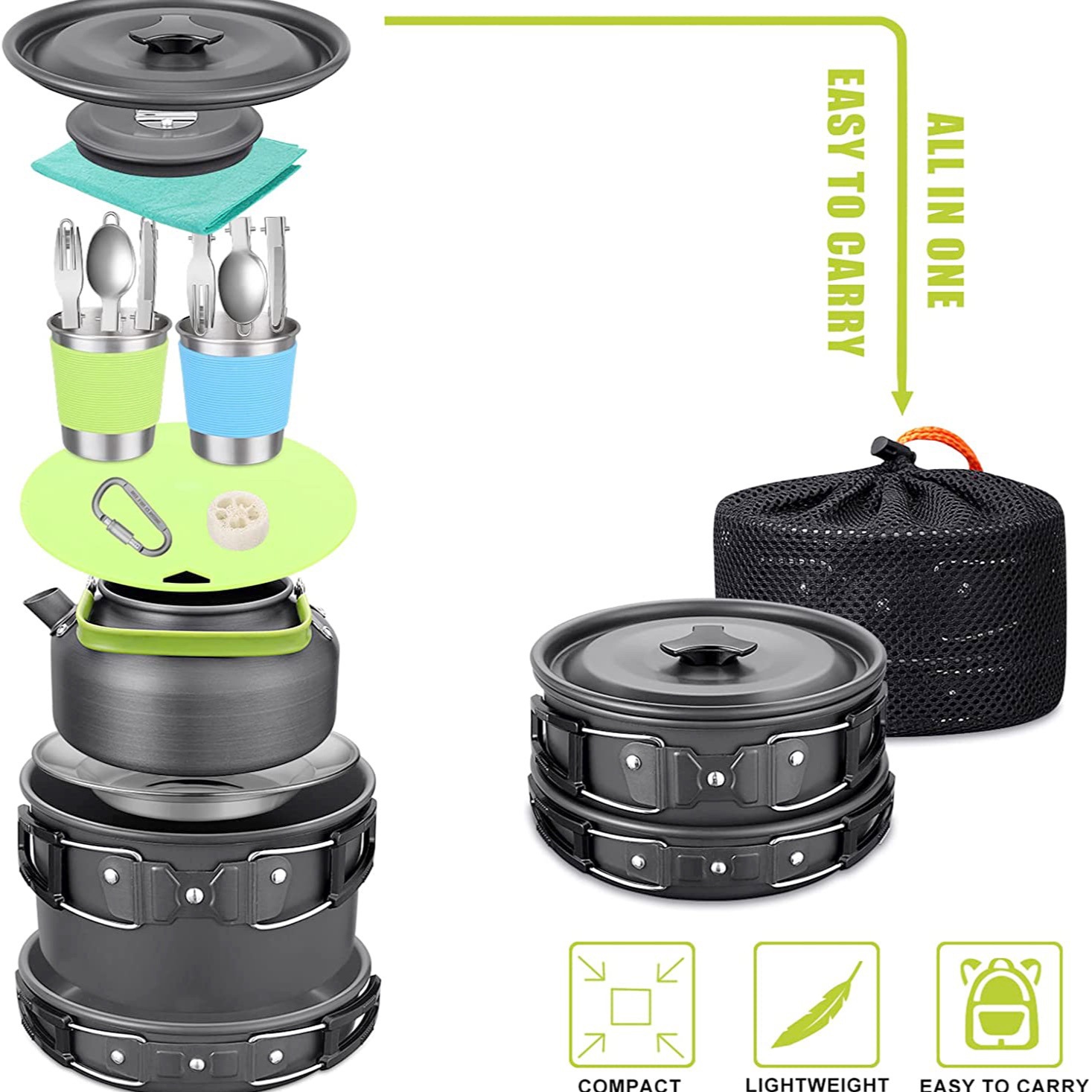 Juego de Cocina para Acampar a - Camping Cooking Gear Set reseña y precio