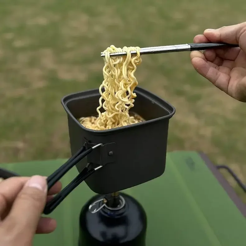 Olla cuadrada para acampar al  - Camping Cooking Box Set reseña y precio