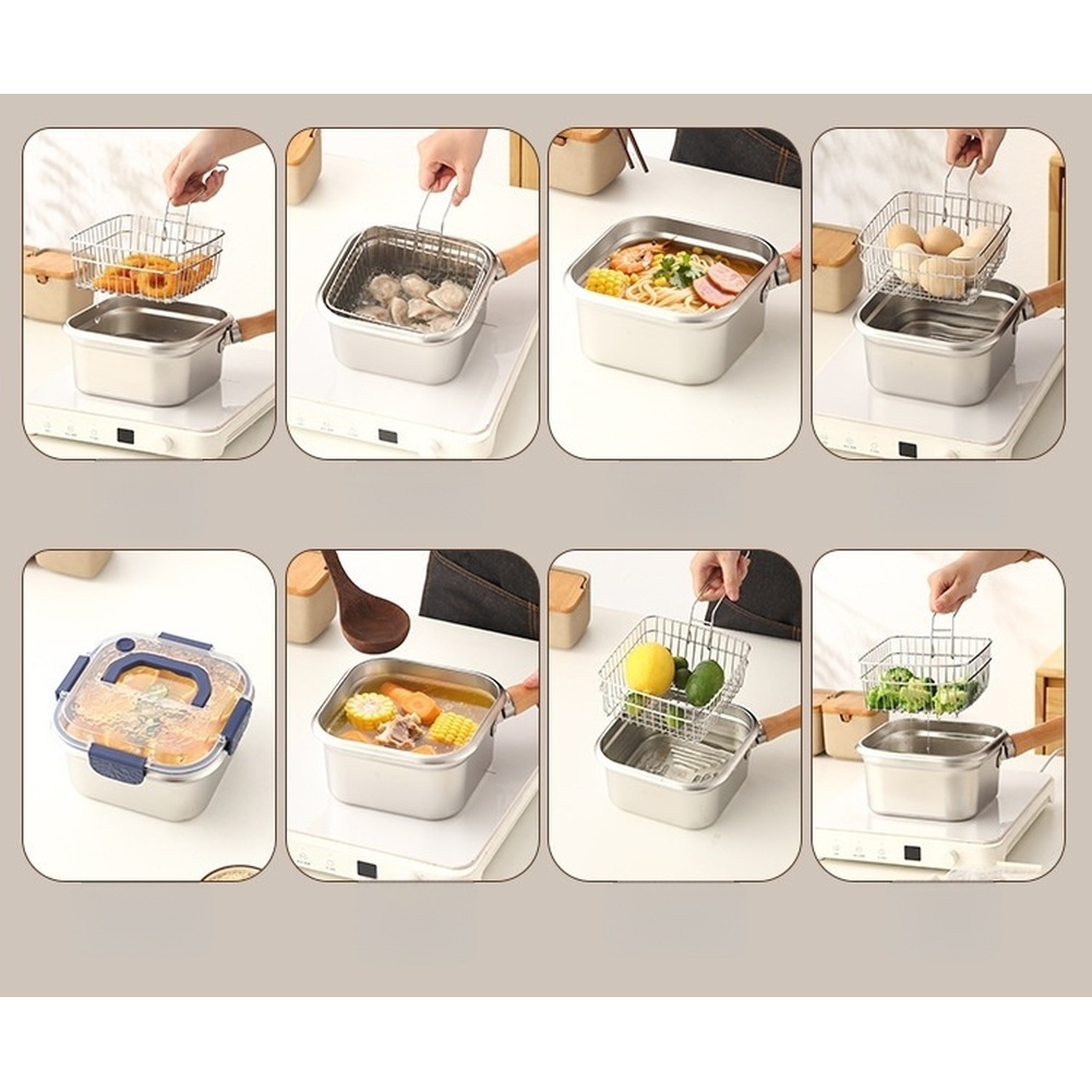 1 Juego de sartenes cuadradas  - Camping Cooking Set Detachable Handle reseña y precio