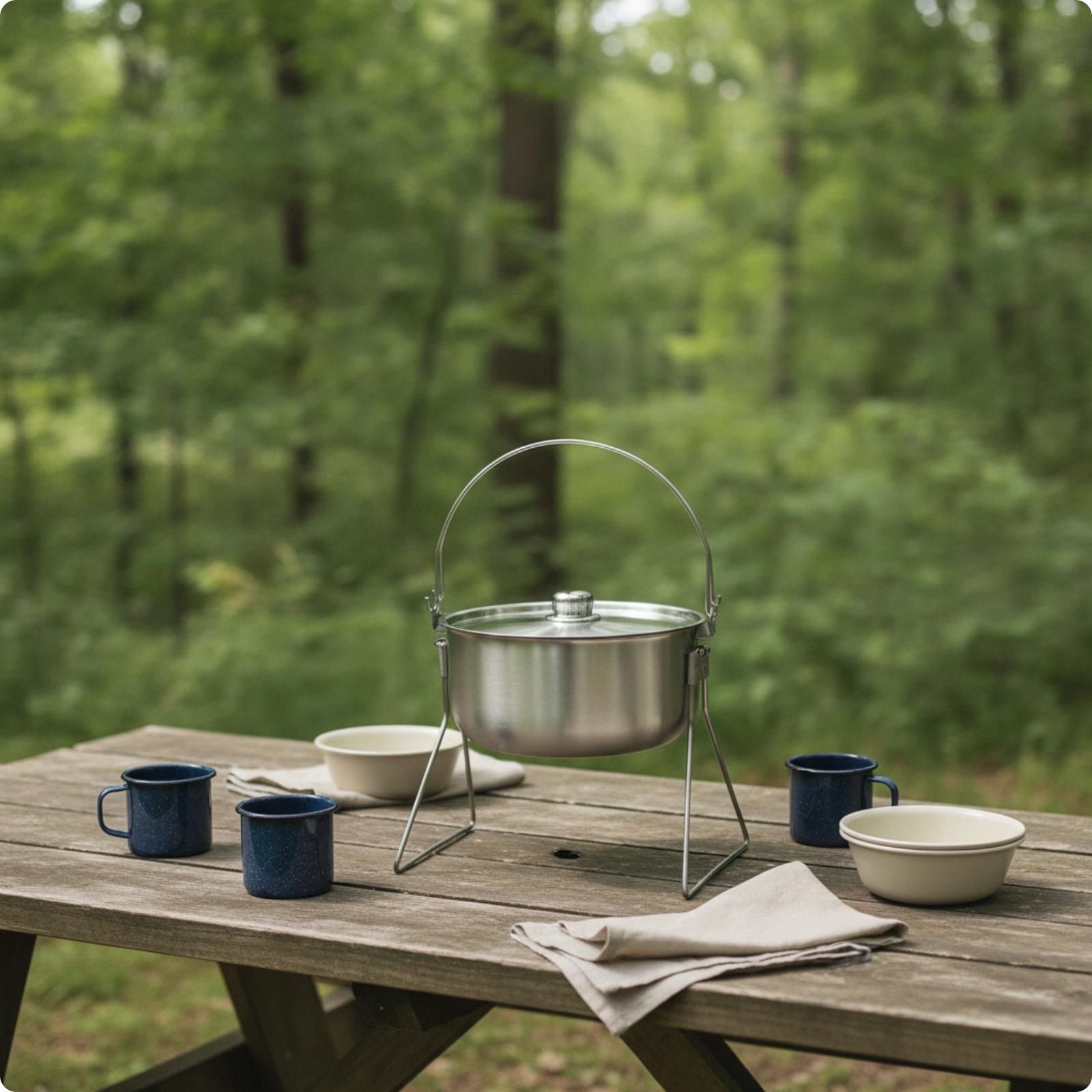 Olla de camping de acero inoxi - Camping Cooking Pot With Lid reseña y precio