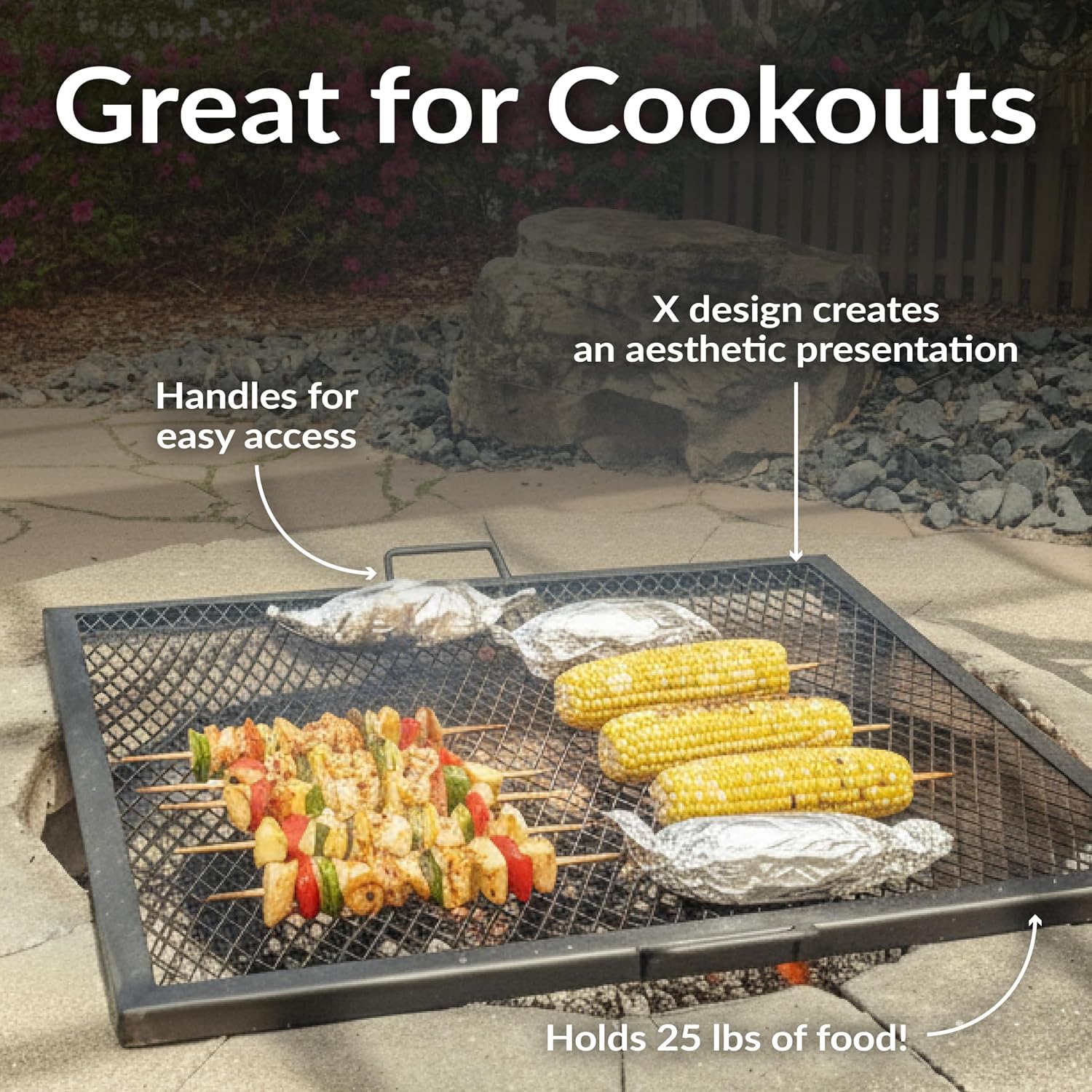 Rejilla para fogata de acero r - Camping Cooking Fire Pit reseña y precio