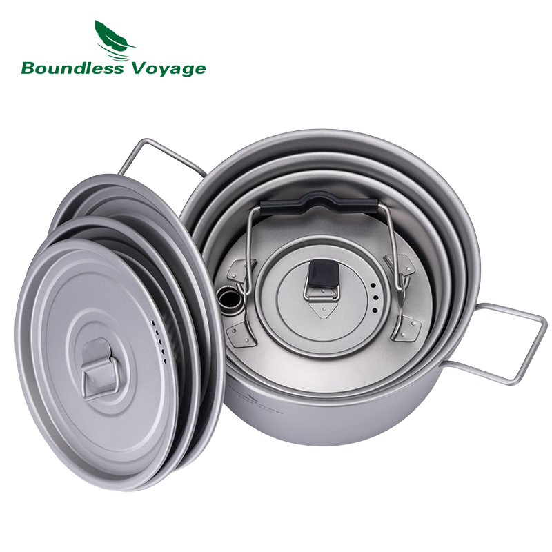 Juego de ollas de titanio Boun - Camping Cooking Set Compact reseña y precio