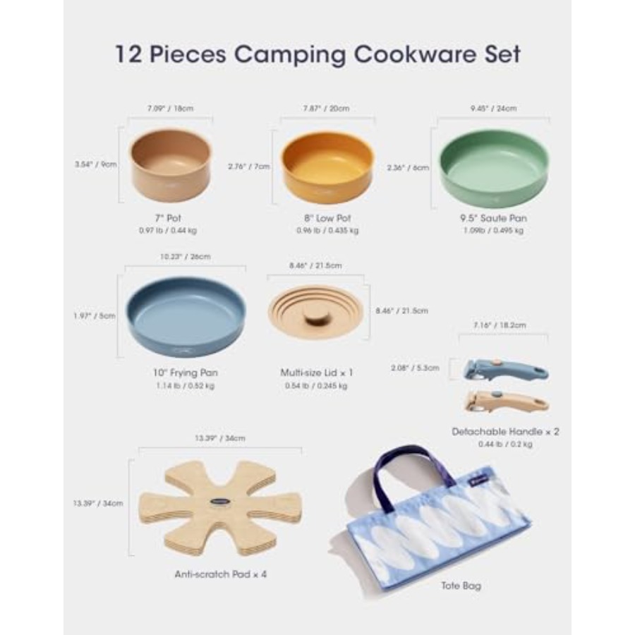Juego de utensilios de cocina  - Camping Cooking Set Detachable Handle reseña y precio