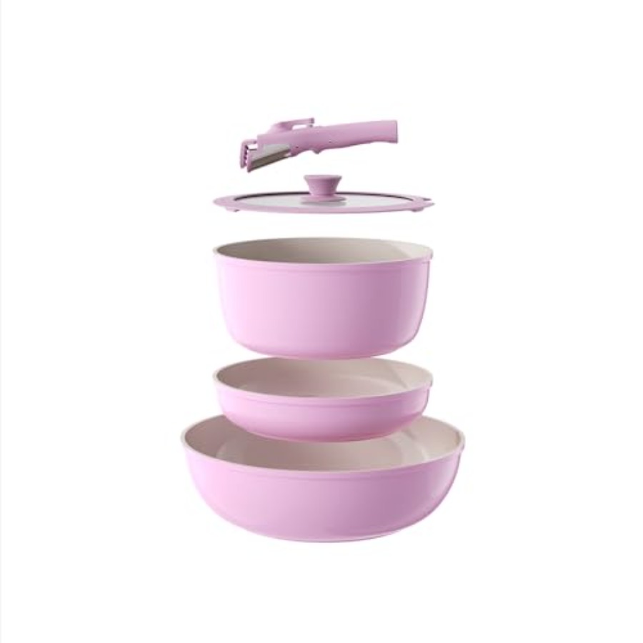 Juego de ollas y sartenes anti - Camping Cooking Set Detachable Handle reseña y precio