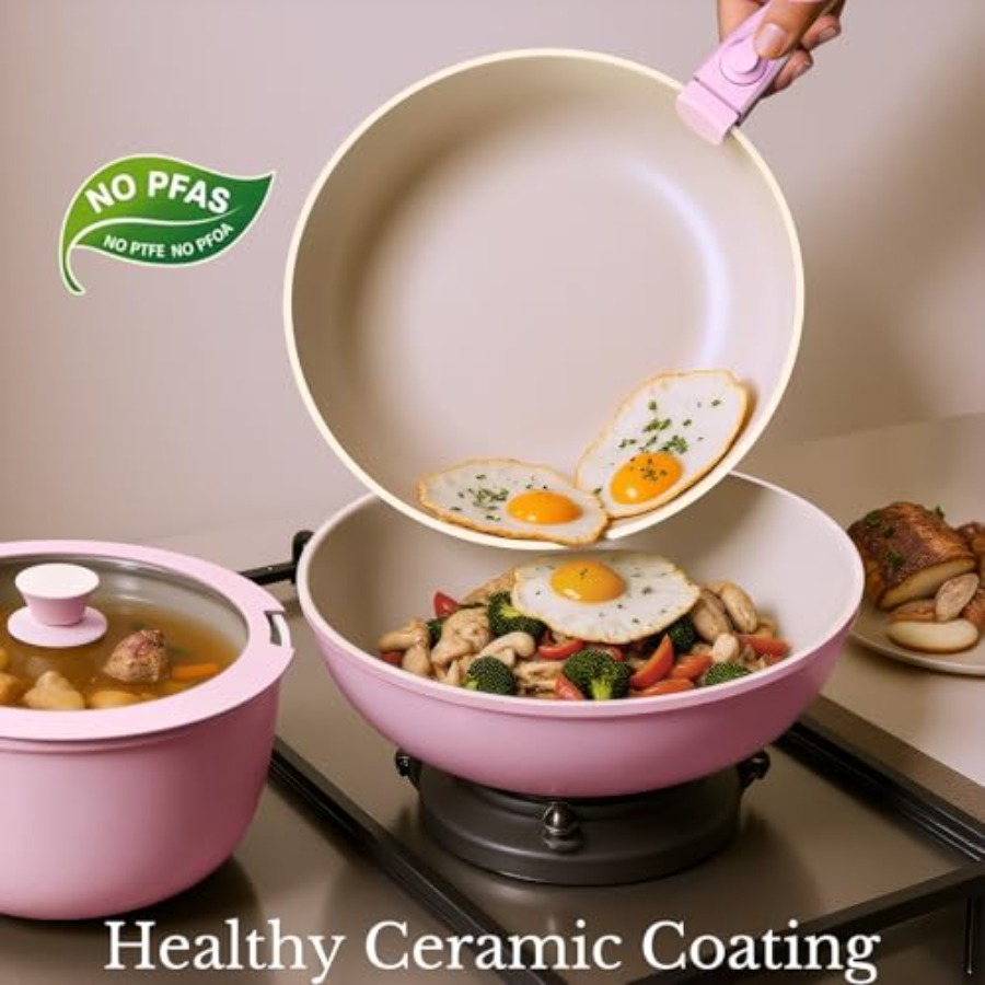 Juego de ollas y sartenes anti - Camping Cooking Set Detachable Handle reseña y precio