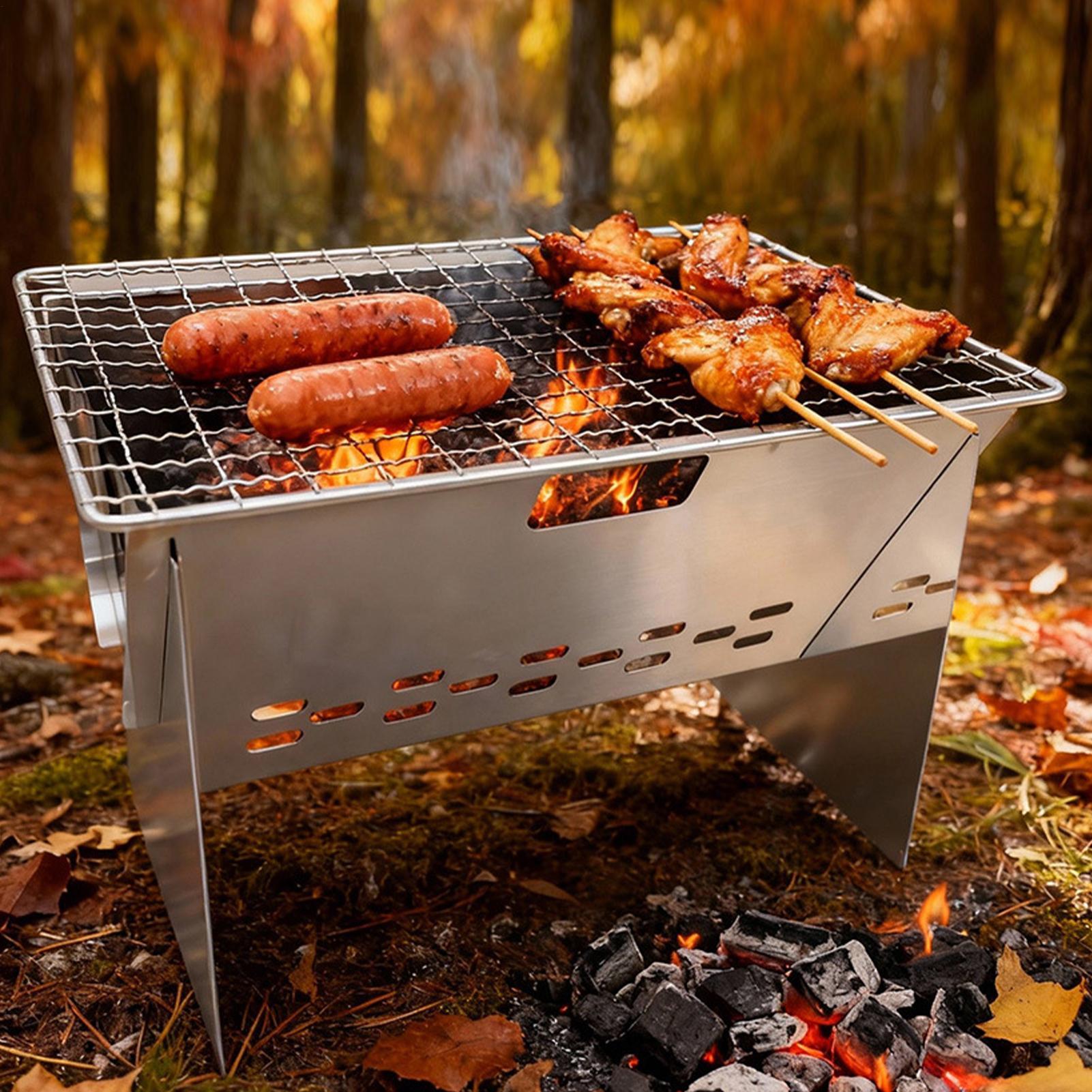 Parrilla de carbón portátil pl - Camping Cooking Fire Pit reseña y precio